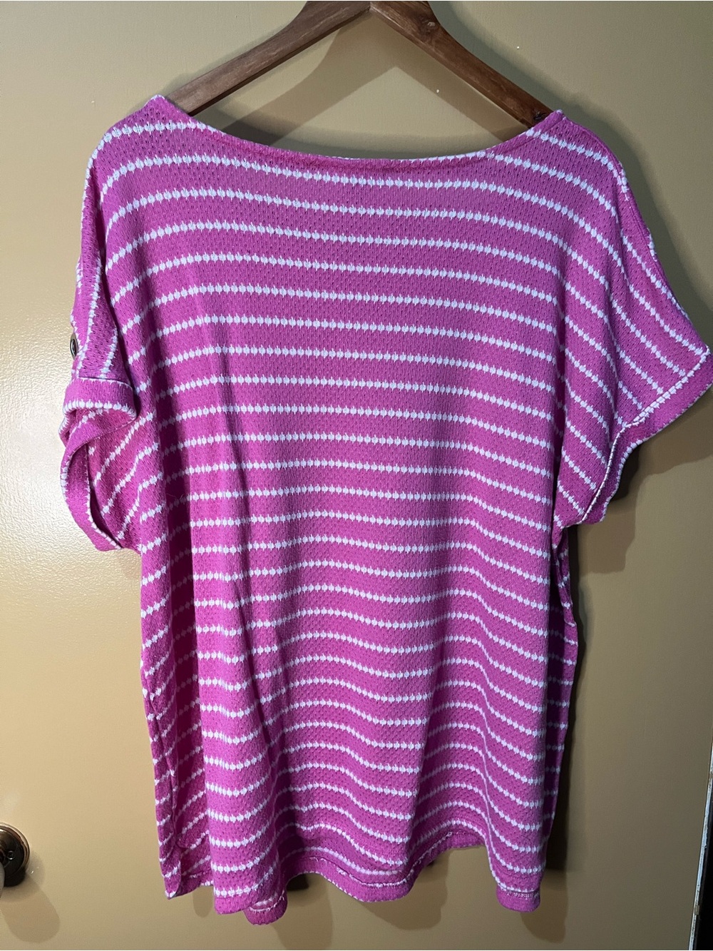 Women's Pink Striped Boatneck Knit Top